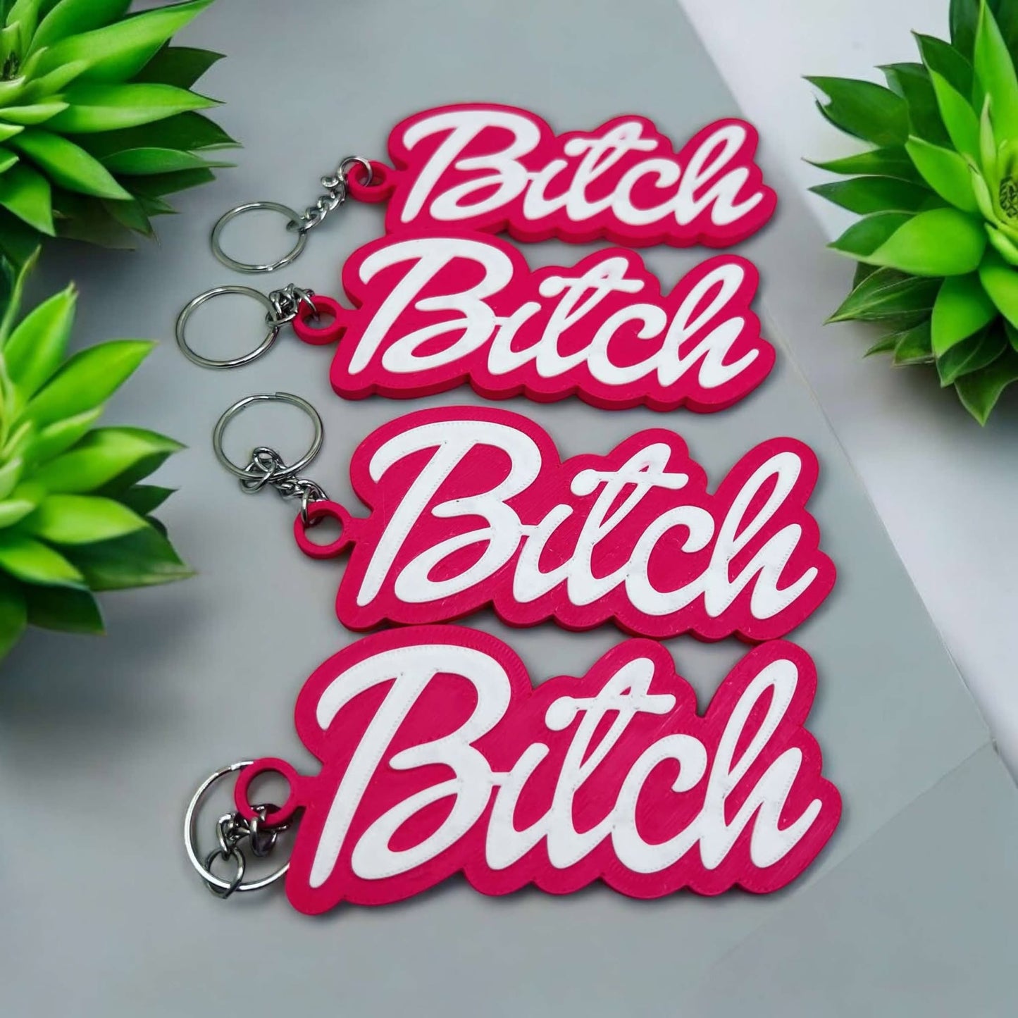 Bitch keychain-Multi Colored 3D printed