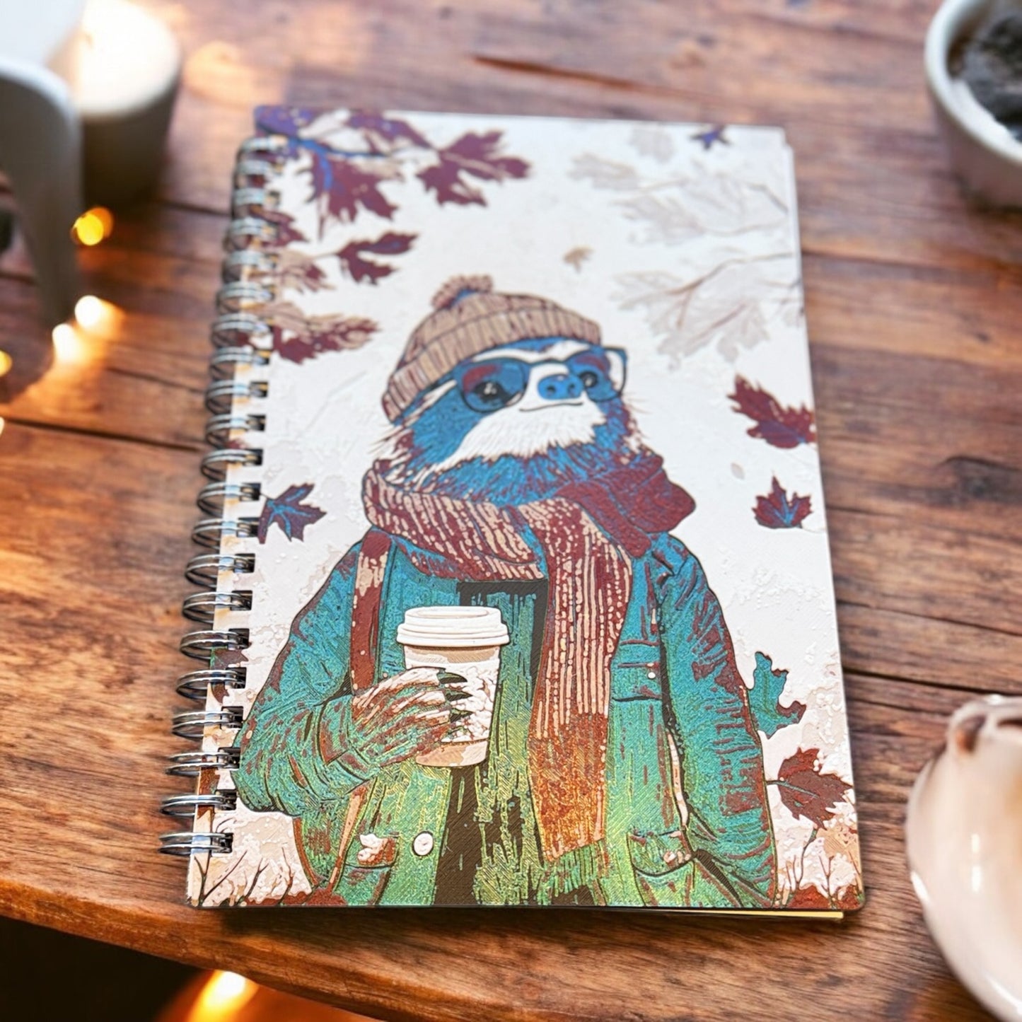 Charming 3D Printed Sloth Journal: Cozy Scarf & Coffee Design for Sloth and Coffee Enthusiasts