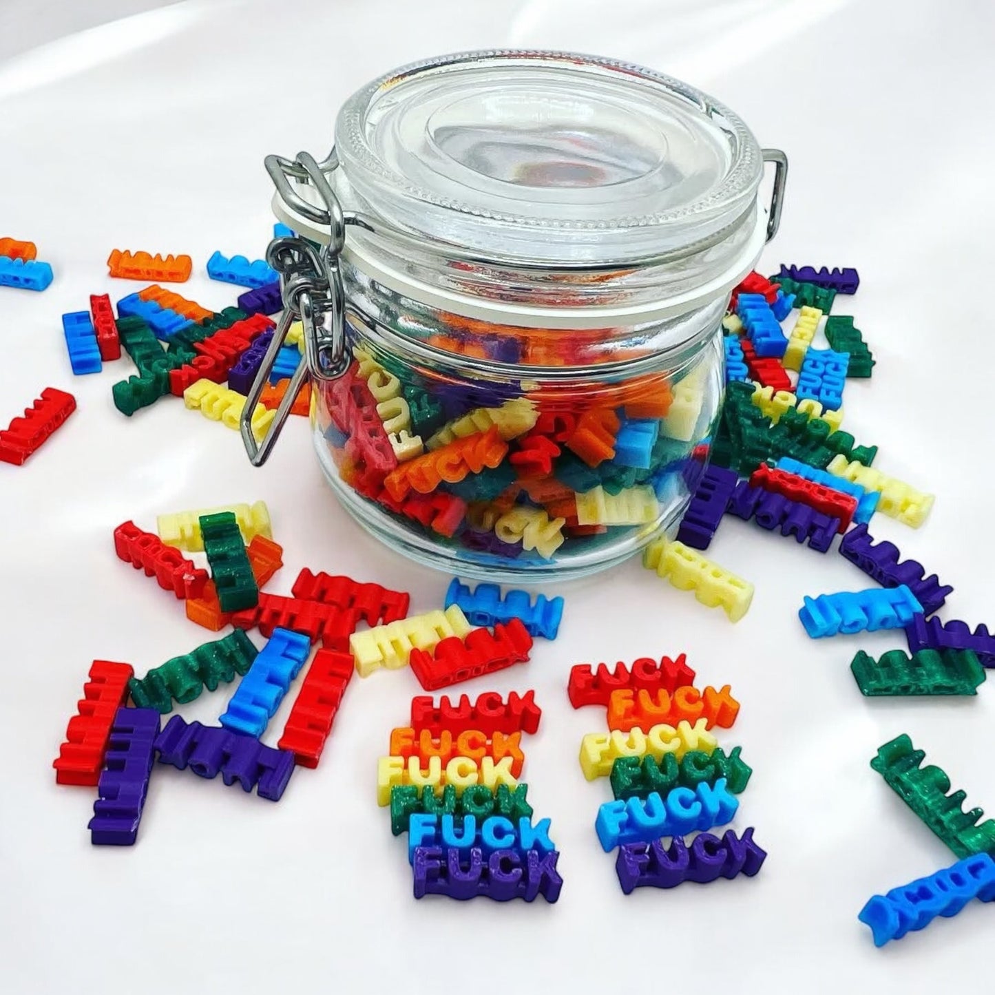 Jar of Multi-Color 3D Printed Fucks