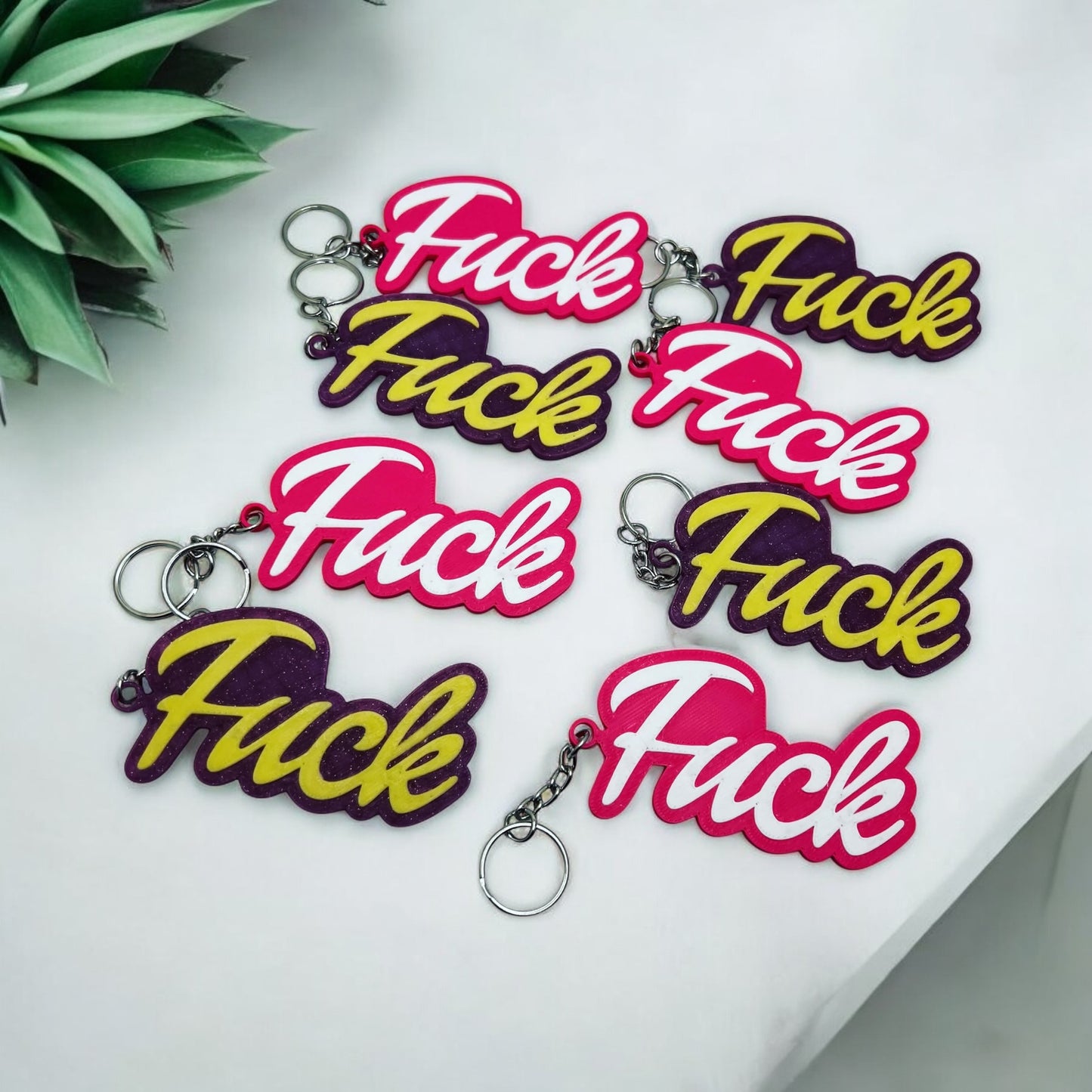 Multi Color 3D Printed Fuck Keychain