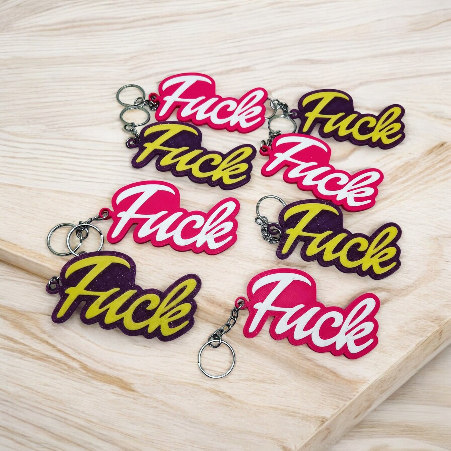 Multi Color 3D Printed Fuck Keychain