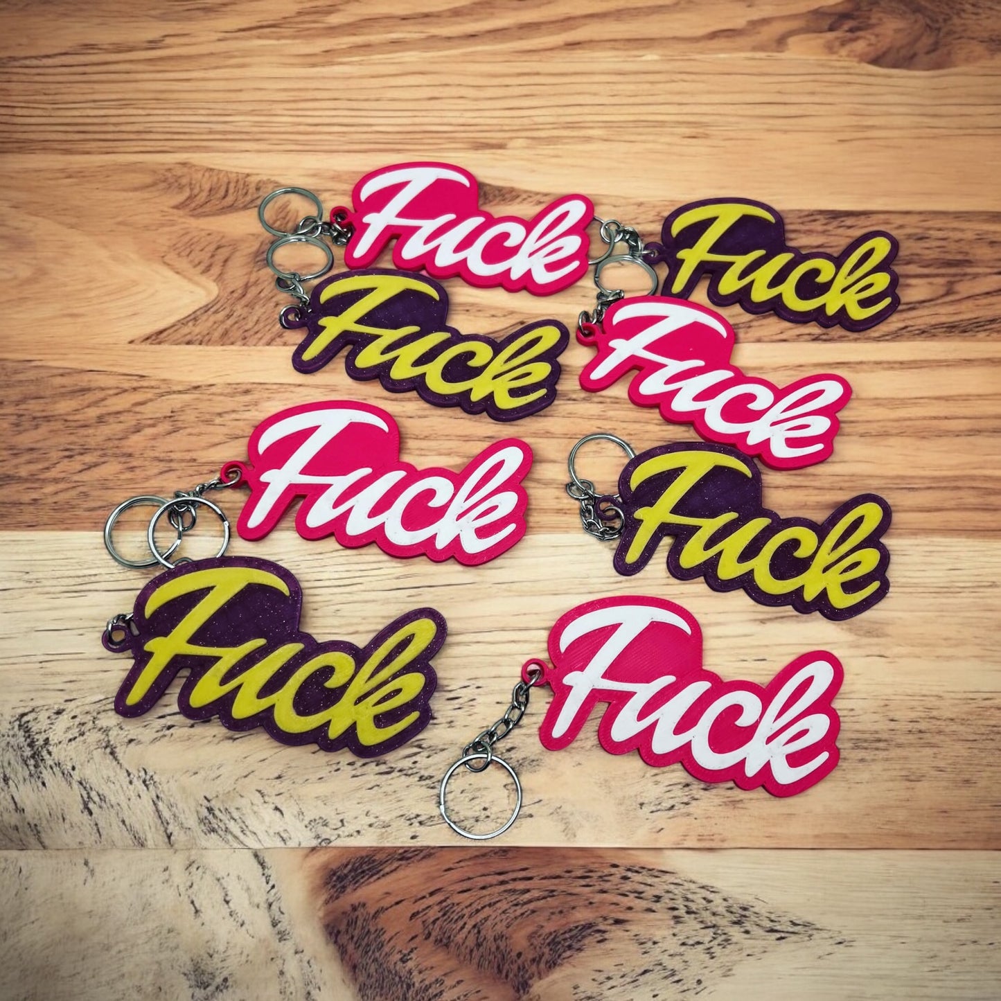 Multi Color 3D Printed Fuck Keychain