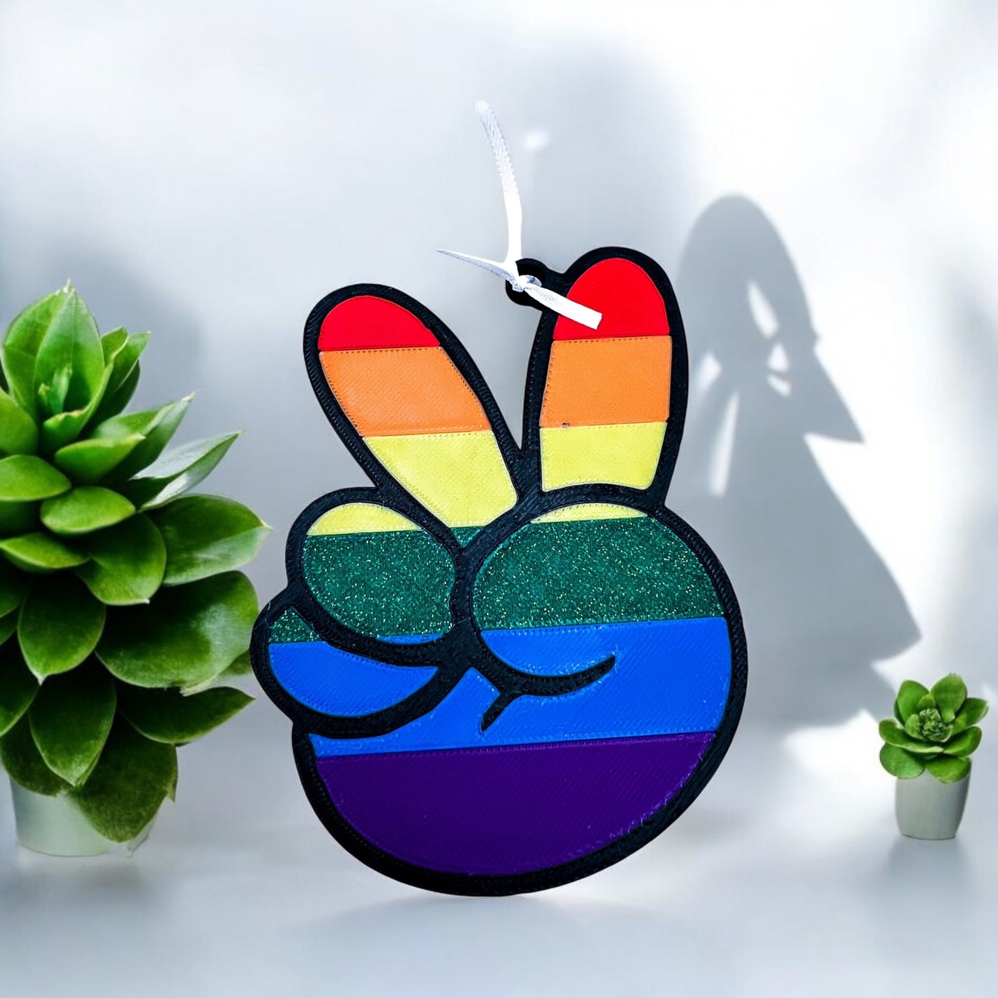 Rainbow Peace Sign ornament